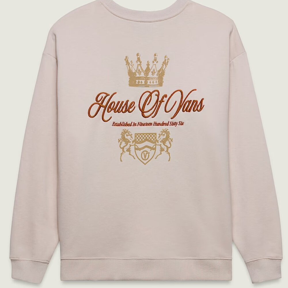 Vans House of Vans Crown Graphic Crewneck Sweatshirt XL Oatmeal Fleece